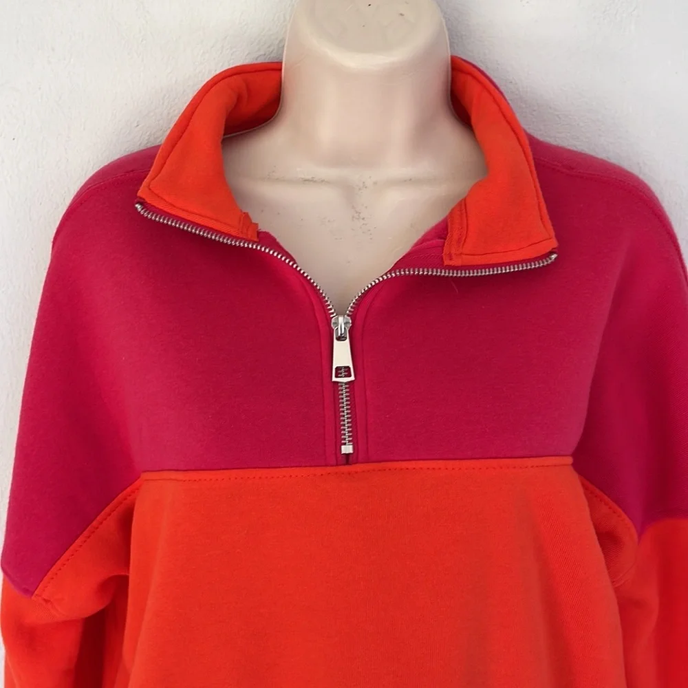 Better/Together neon pink orange quarter zip fleece pullover sweatshirt XS